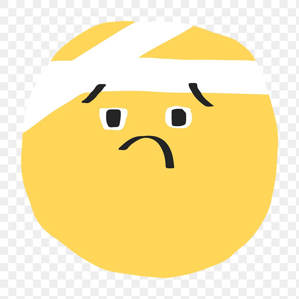 PNG face with head-bandage sticker cute doodle emoji icon