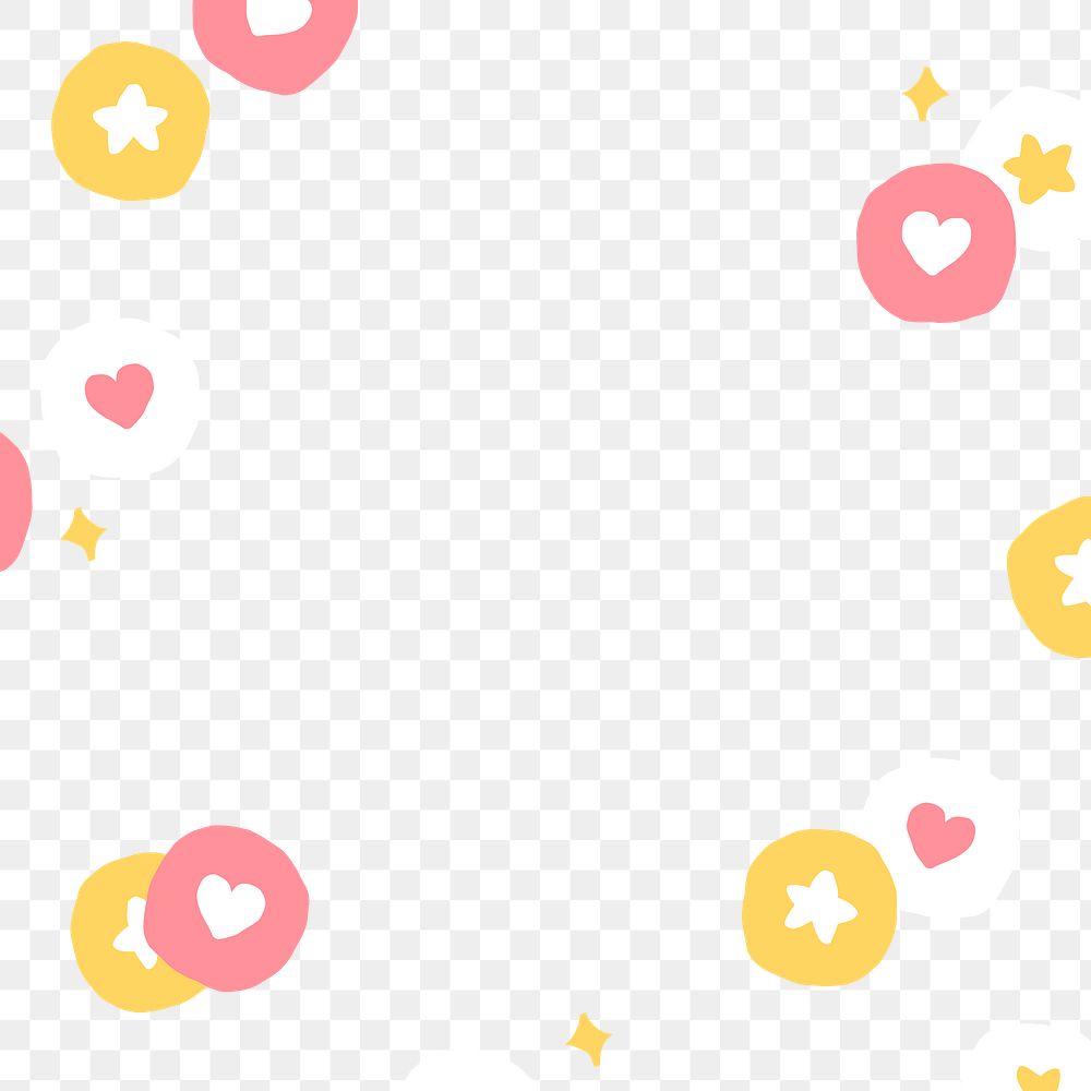 PNG frame with cute doodle social media icons