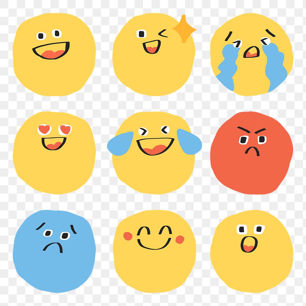 PNG cute doodle emoji icon collection journal sticker
