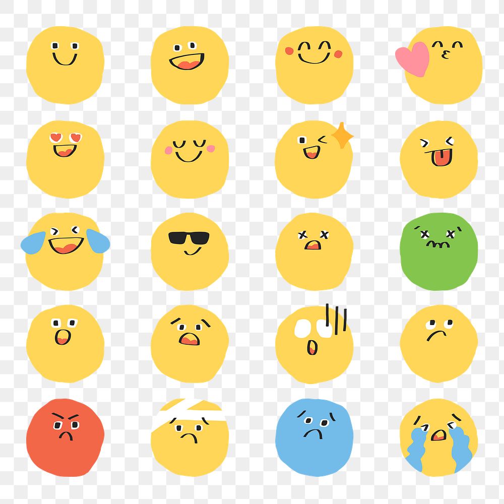 PNG cute doodle emoji icon collection digital sticker