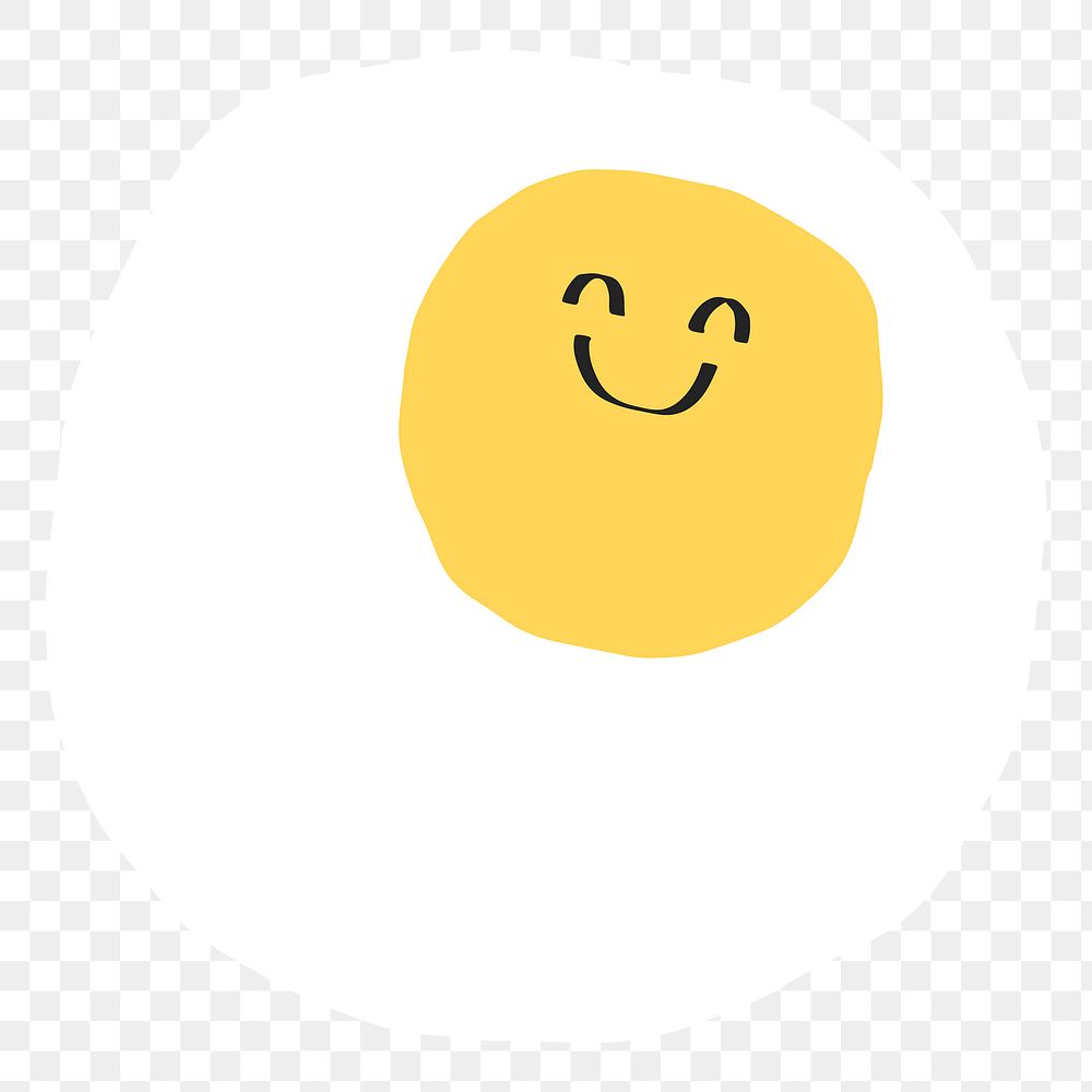 PNG smiley face digital sticker as a fried egg
