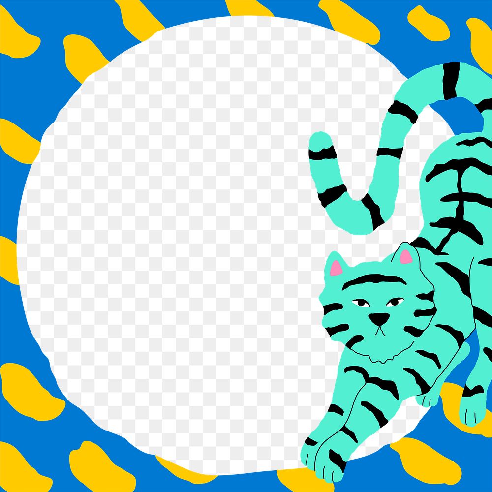 Png tiger frame cute animal illustration design