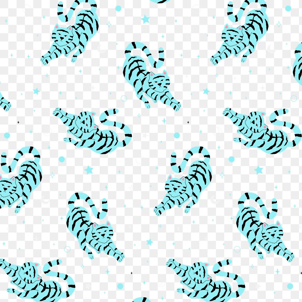 Png tigers pattern illustration in blue and black