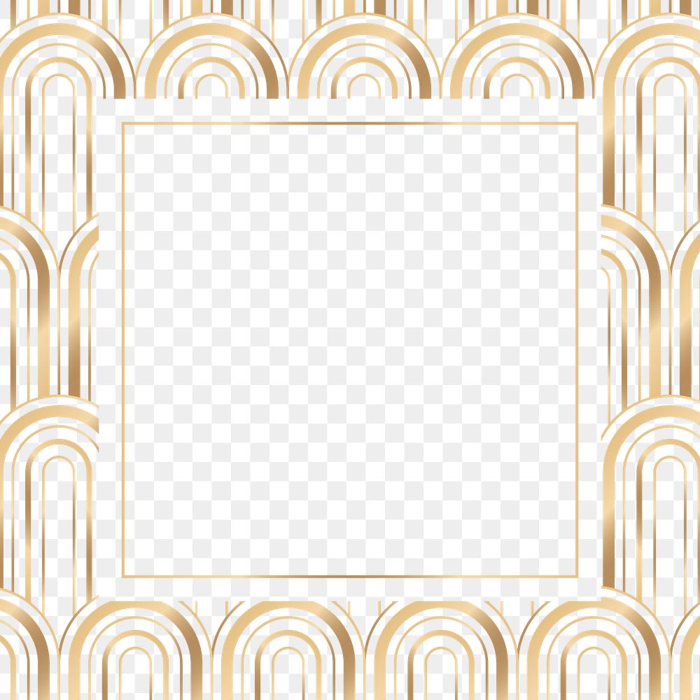 Png frame gatsby art deco style on transparent background