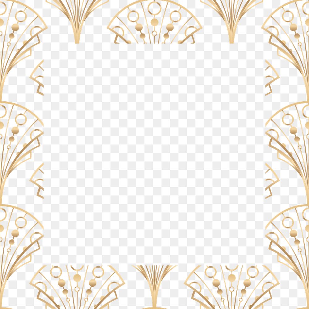 Png frame fish scale art deco style on transparent background