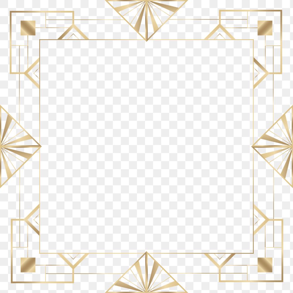 Png frame gatsby art deco style on transparent background