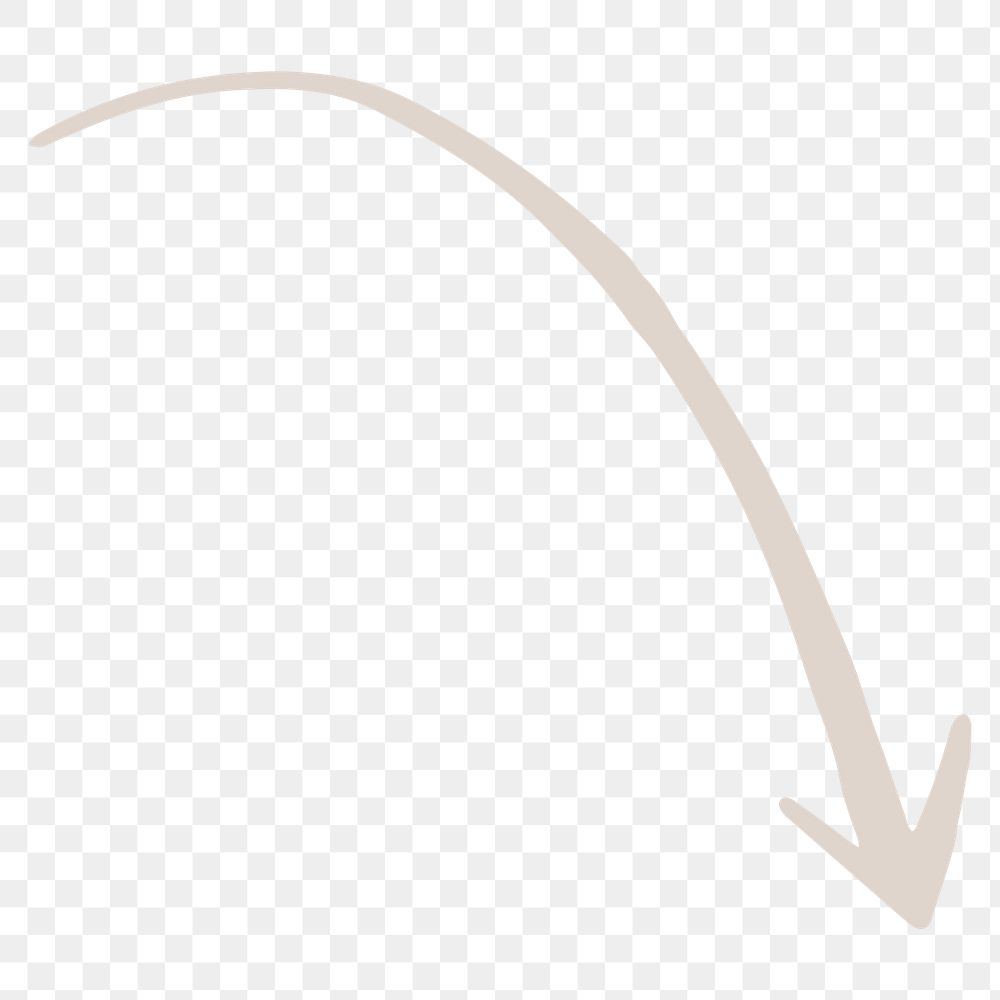 Png curved down right arrow doodle sticker
