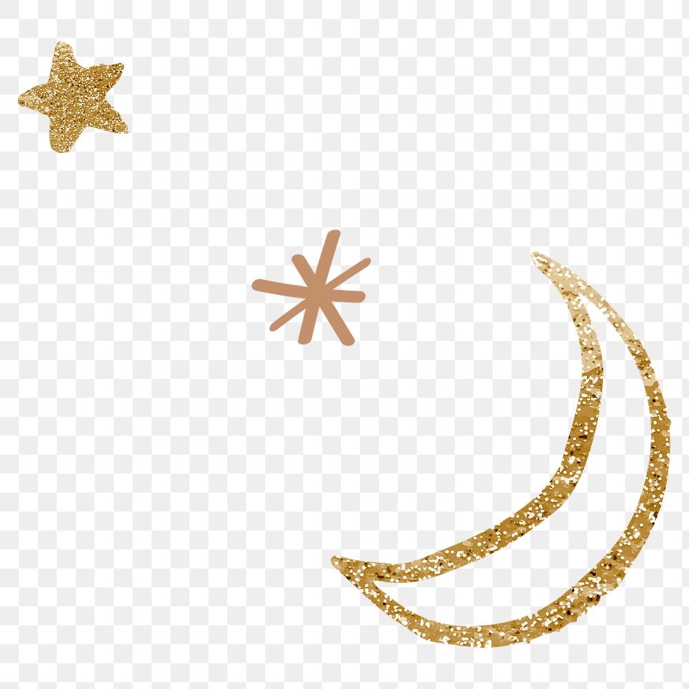 Png doodle crescent moon glitter sticker