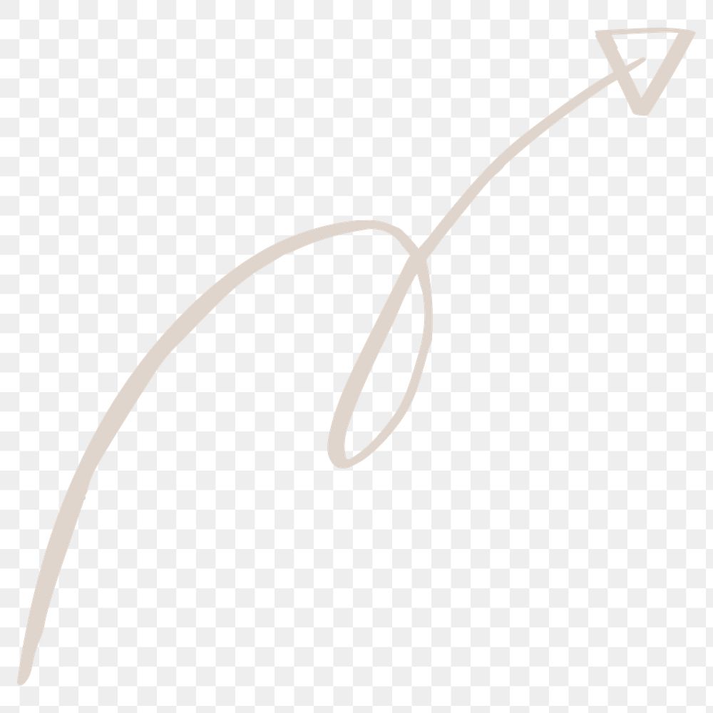 Png twisted arrow doodle in gray sticker