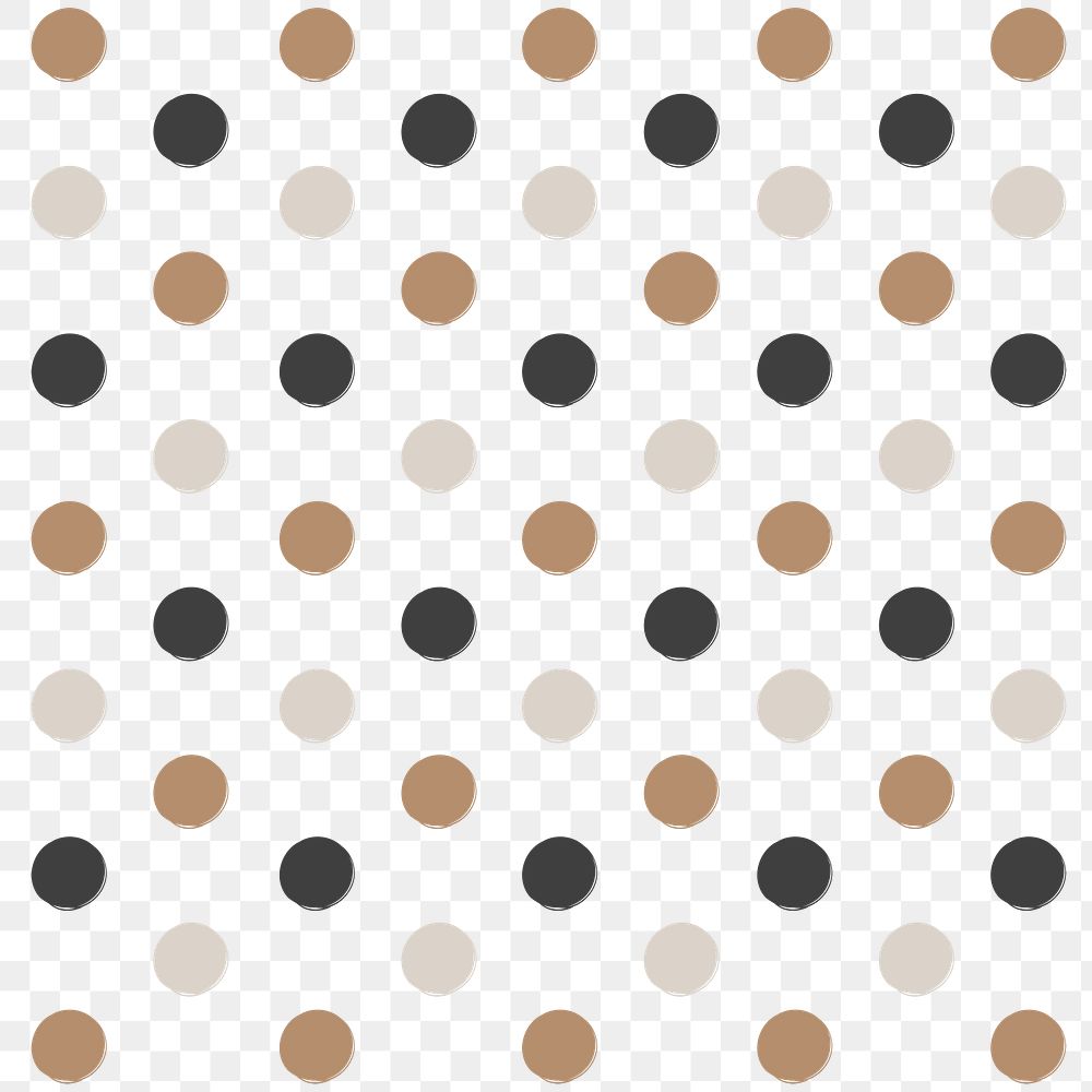 Png polka dot pattern in black and gold on transparent background