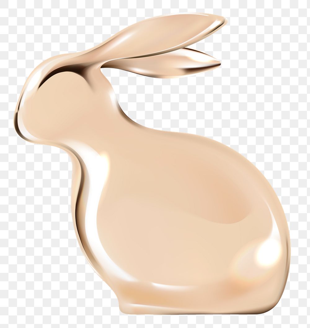 Png luxury Easter bunny 3D in gold design element