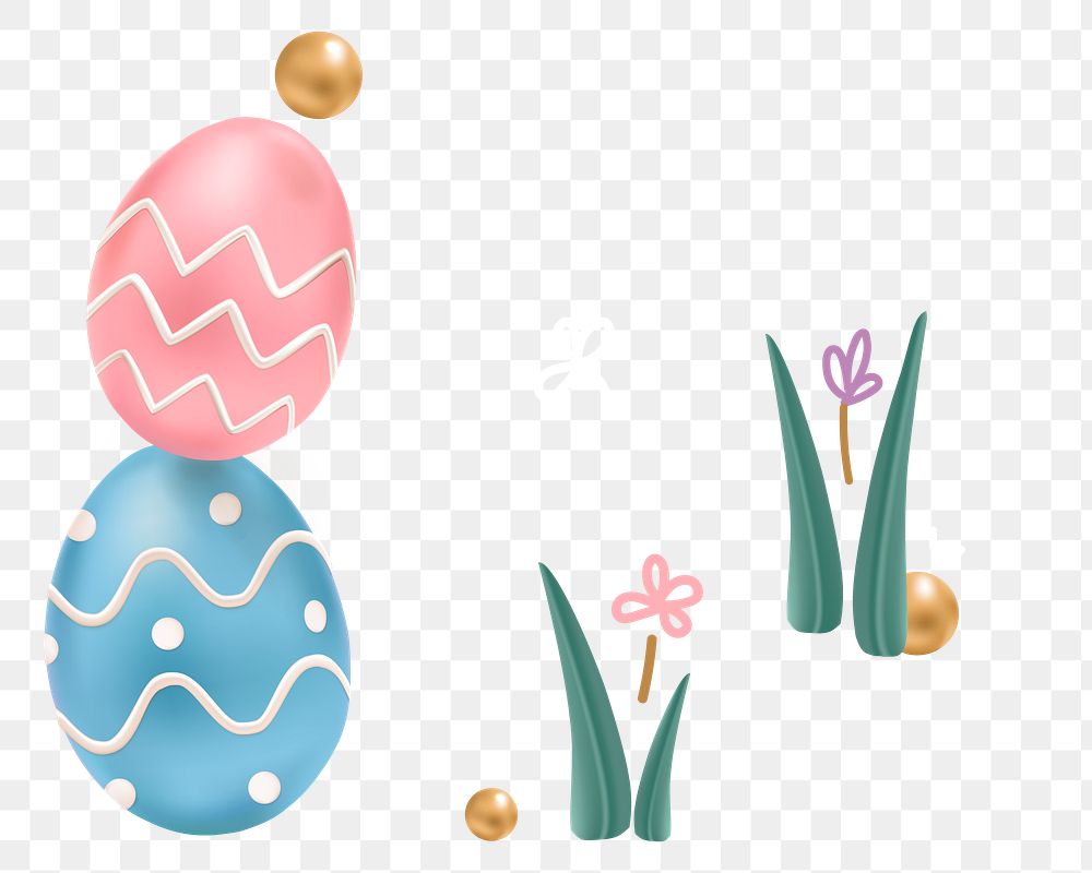 Png easter eggs 3D border colorful pastel on transparent background for greeting card