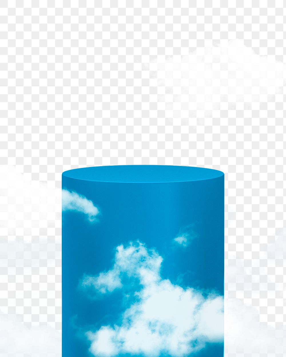Png blue product display podium with clouds