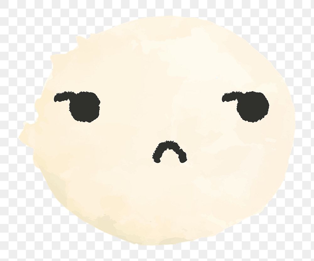 Sticker png yellow watercolor emoticon with unamused face