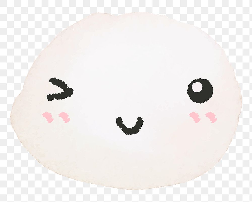 Sticker png watercolor emoticon with winking face
