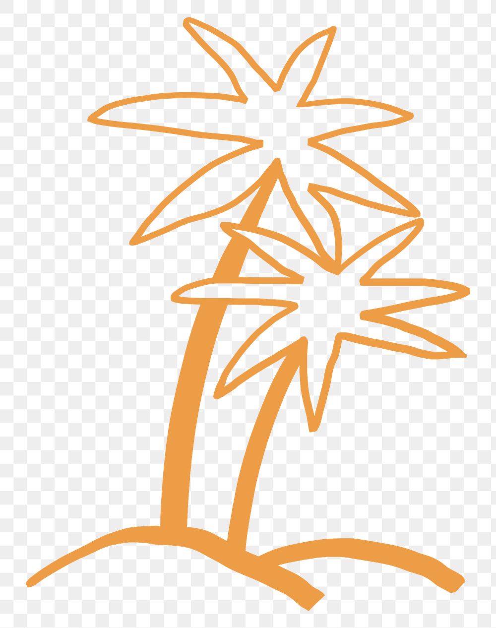 Png palm tree summer sticker doodle in orange
