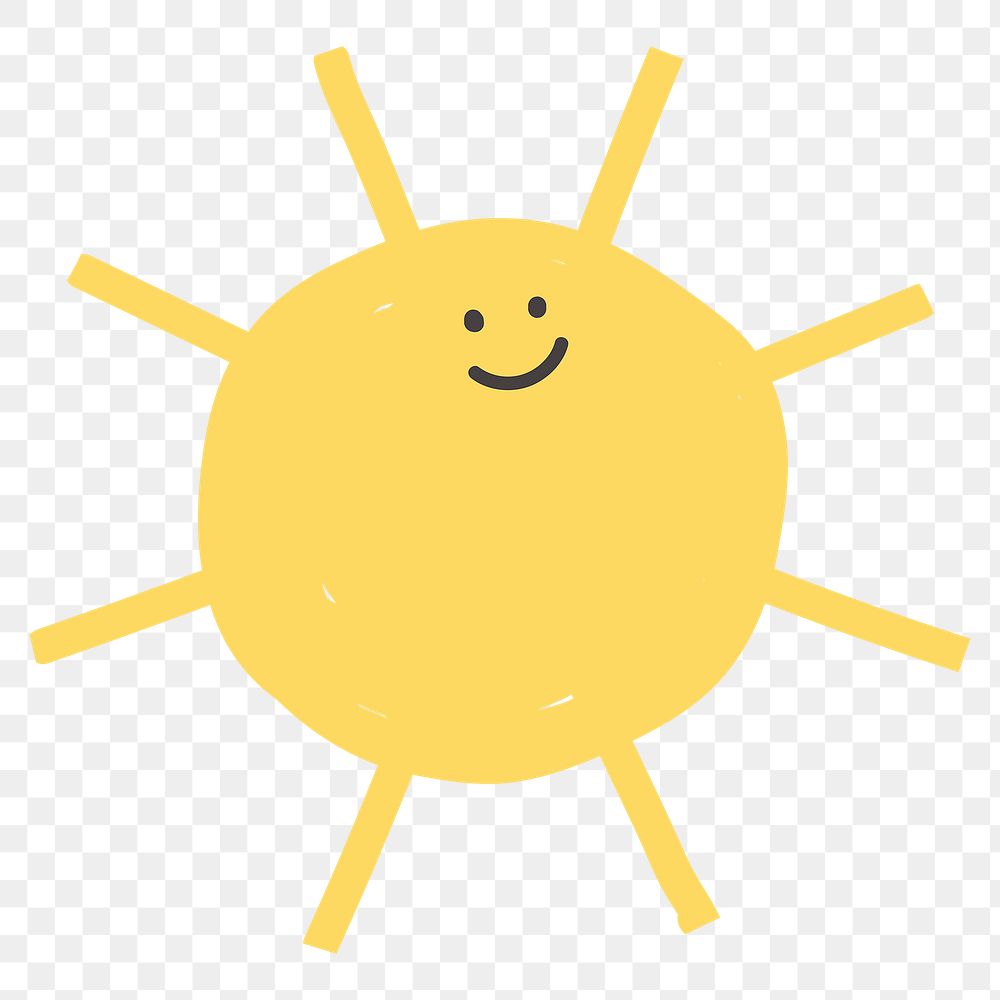 Sun png cute weather diary sticker with happy face for kids