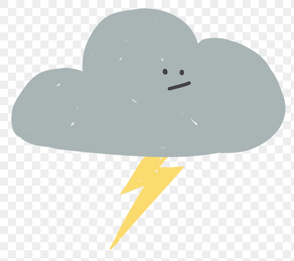 Thunder cloud png cute weather diary sticker