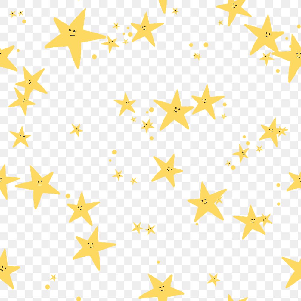 Stars png cute seamless pattern background doodle drawing for kids