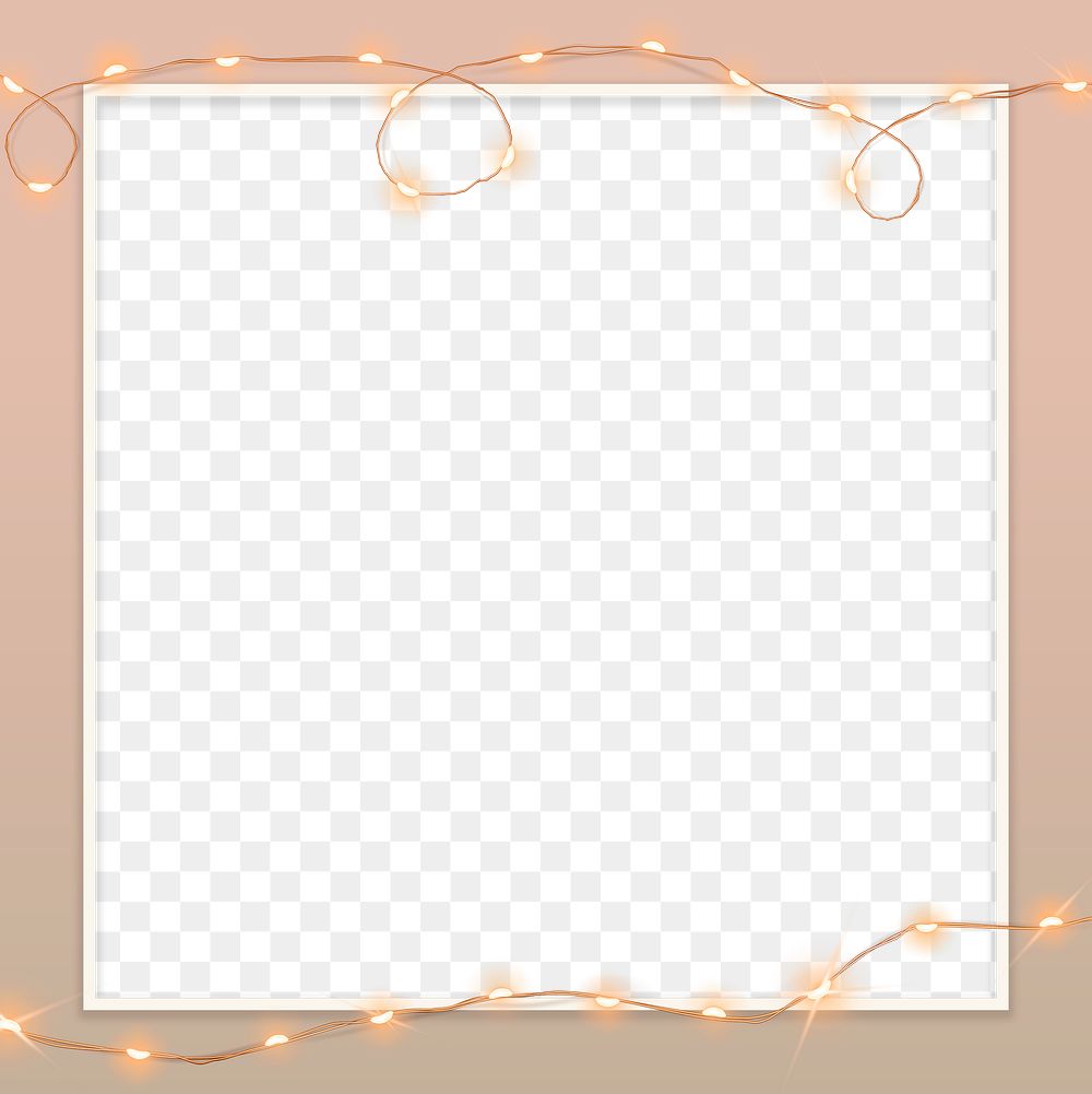 Frame png in pink with string light border 