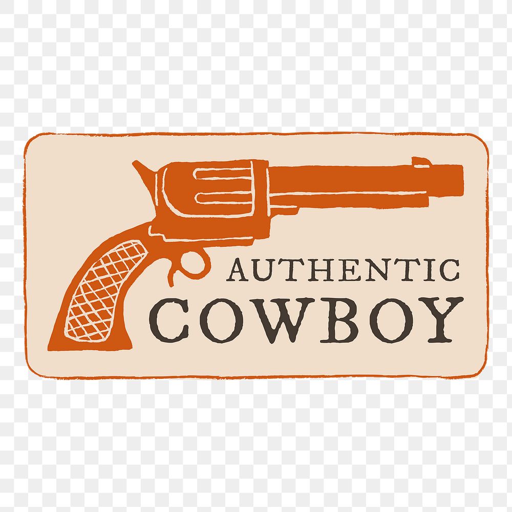Png gun logo illustration, authentic cowboy