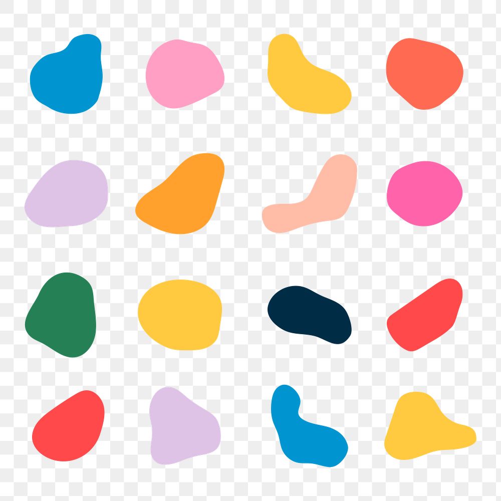 Colorful png sticker abstract shapes set
