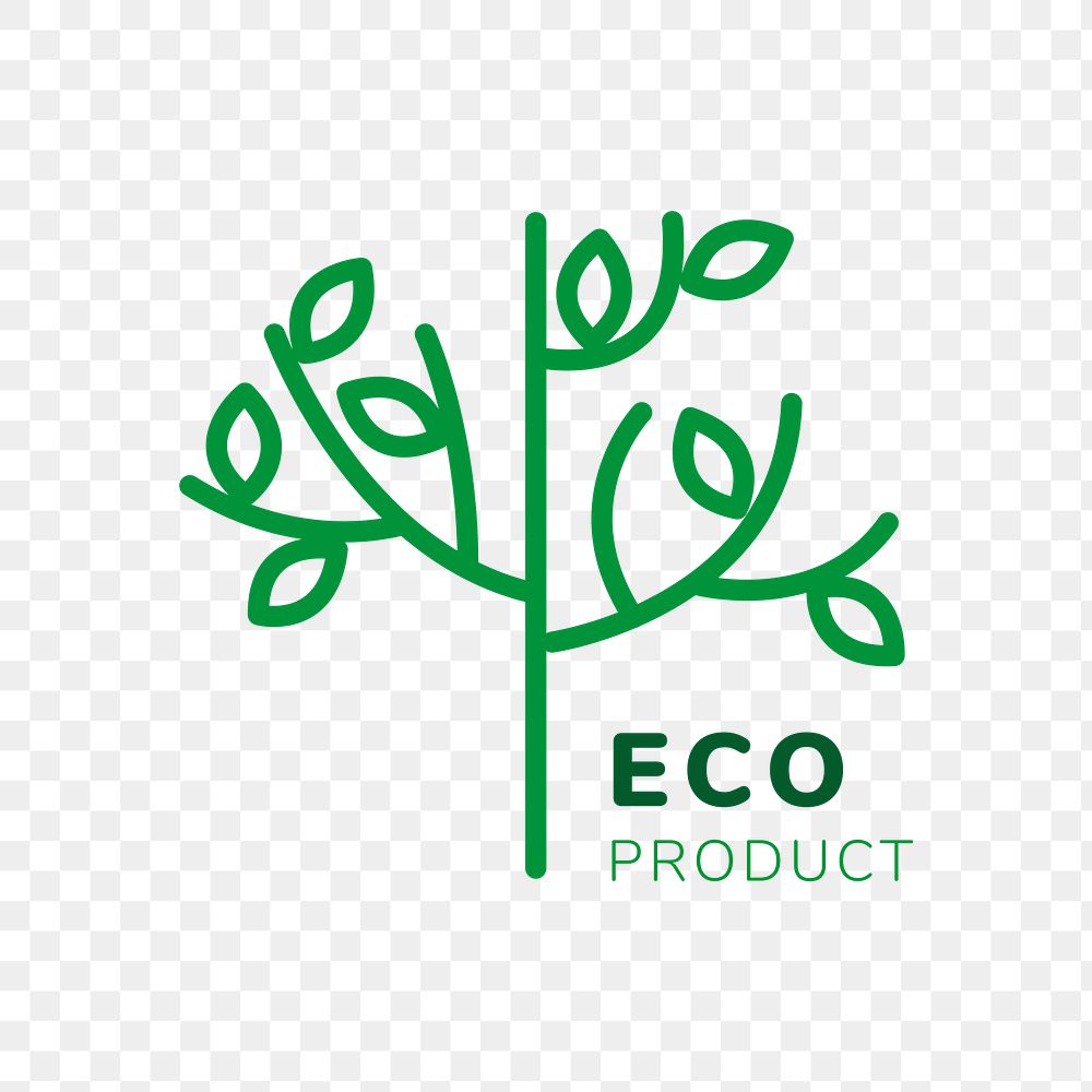 Eco logo png in line art style with text