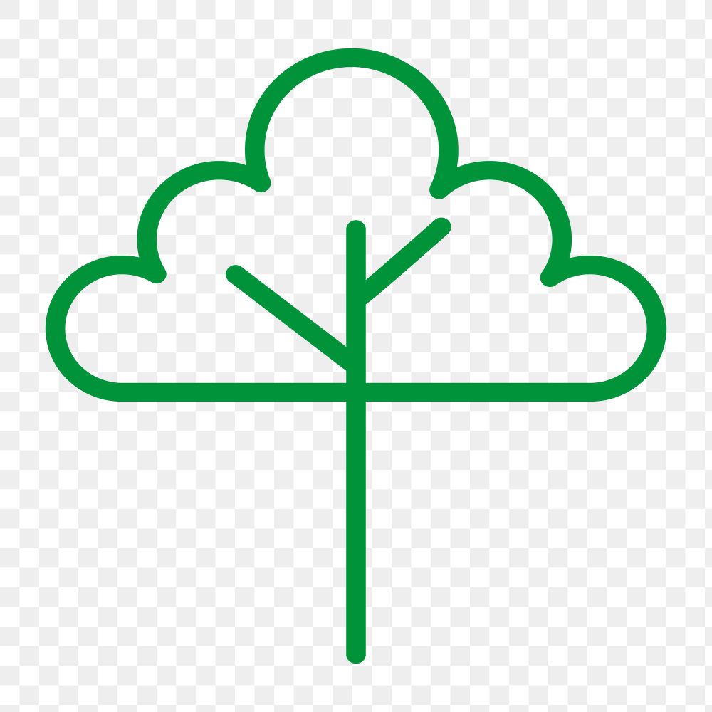 Tree line icon png in green tone