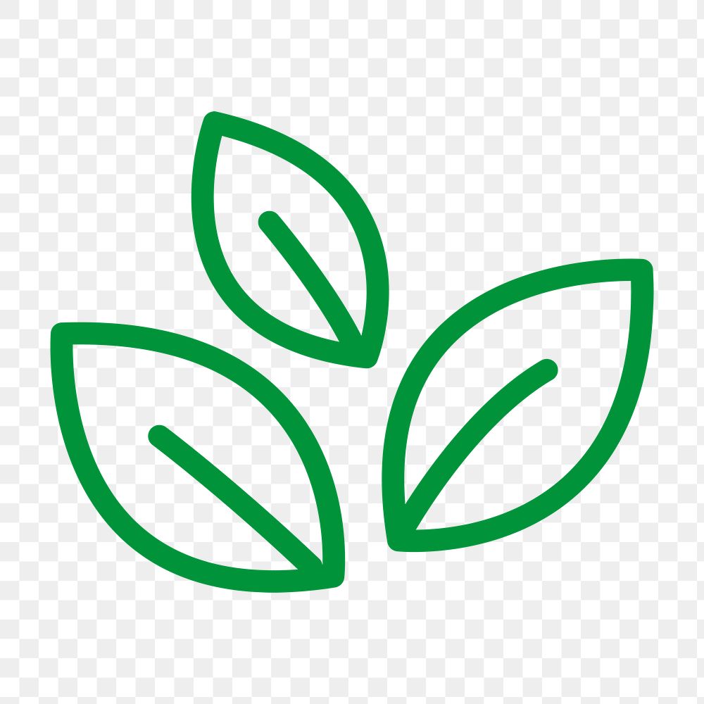 Leaf line icon png in green tone