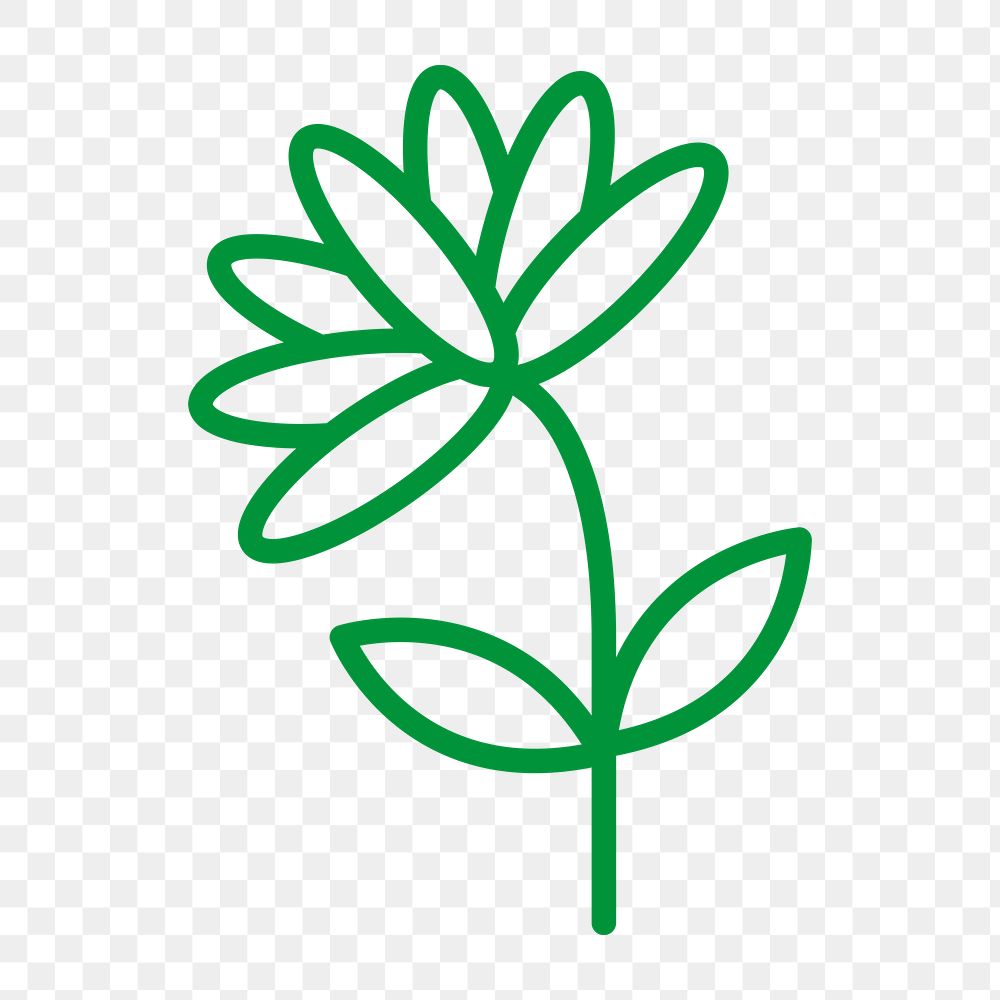 Flower line icon png in green tone