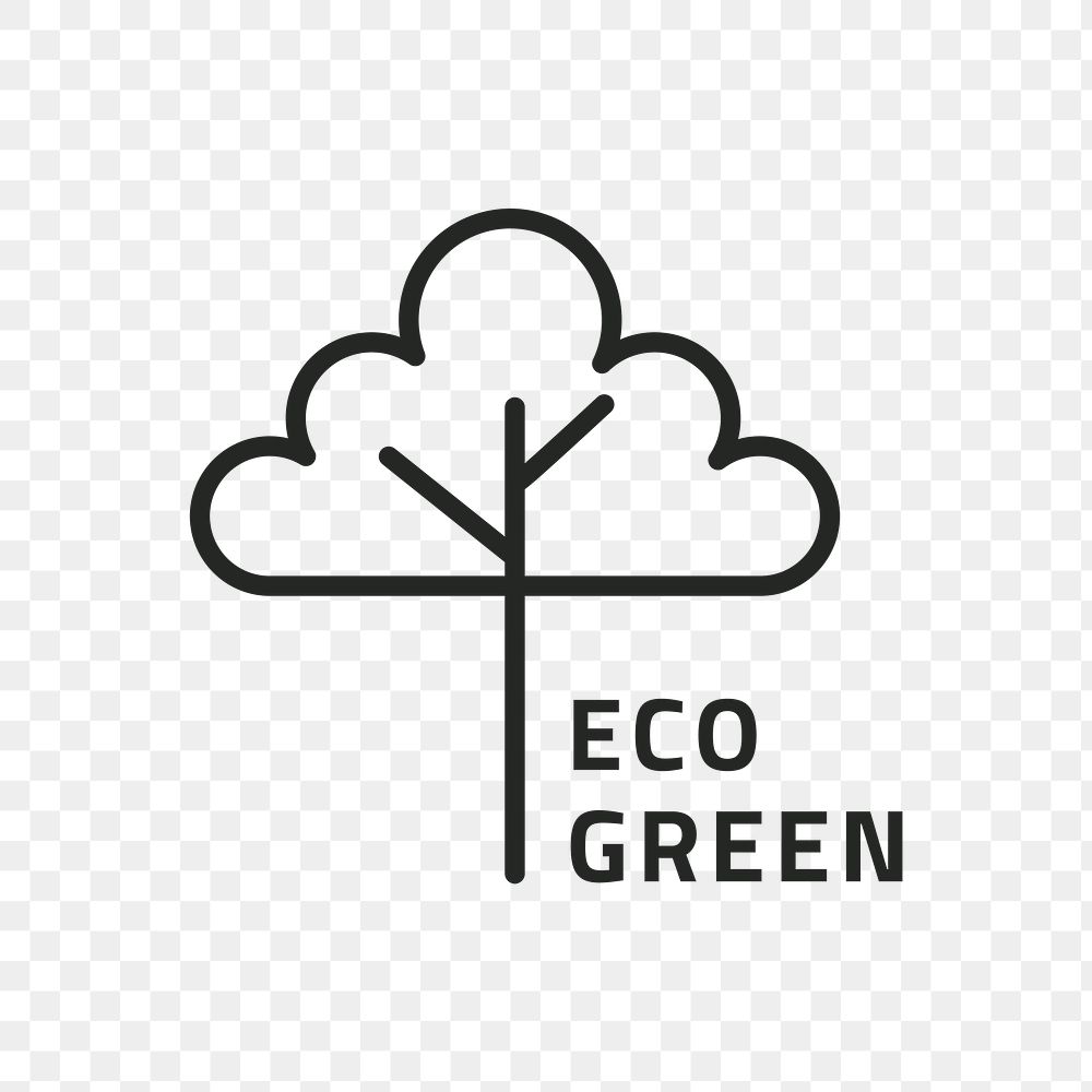 Eco logo png in line art style with text