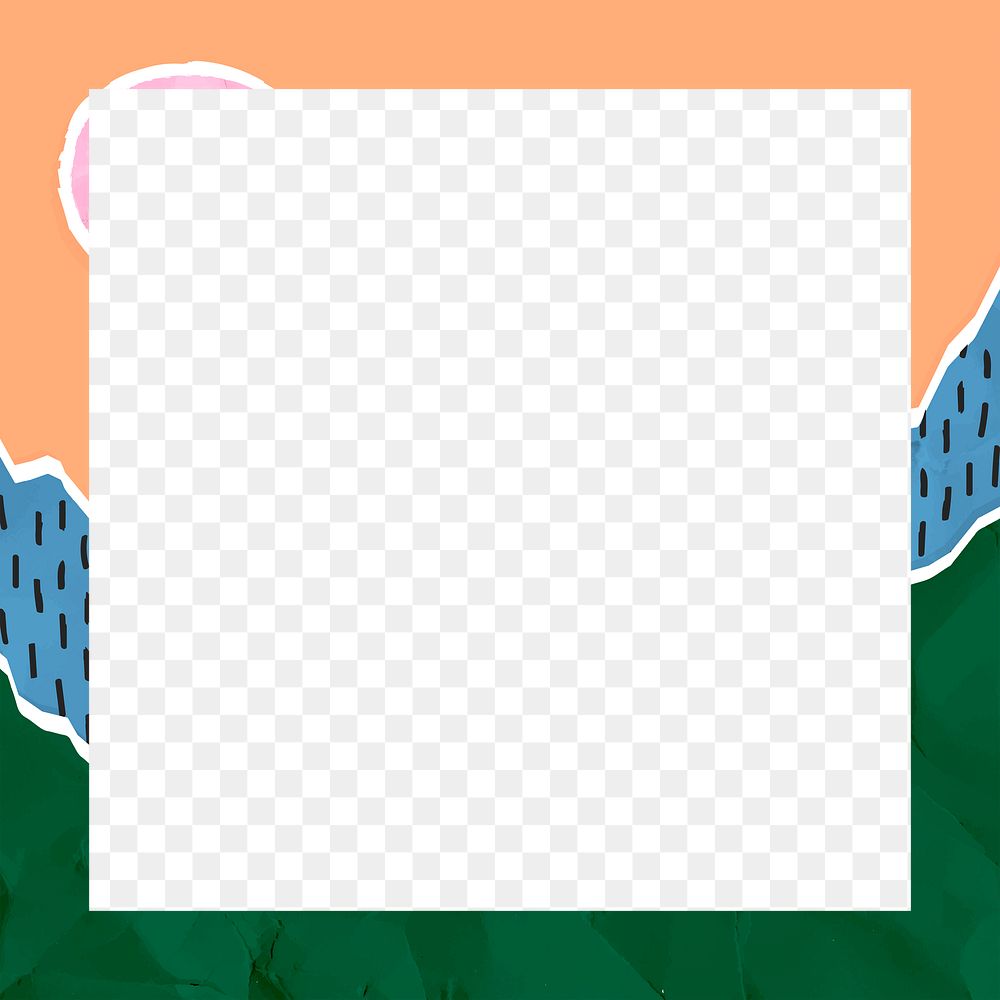 Ripped paper frame png in colorful tone