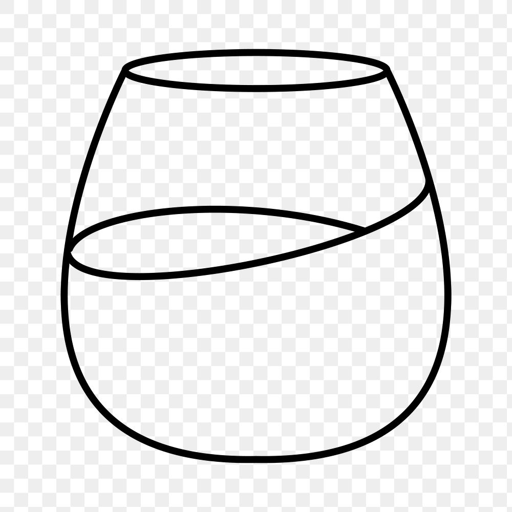 Brandy glass png graphic line art style
