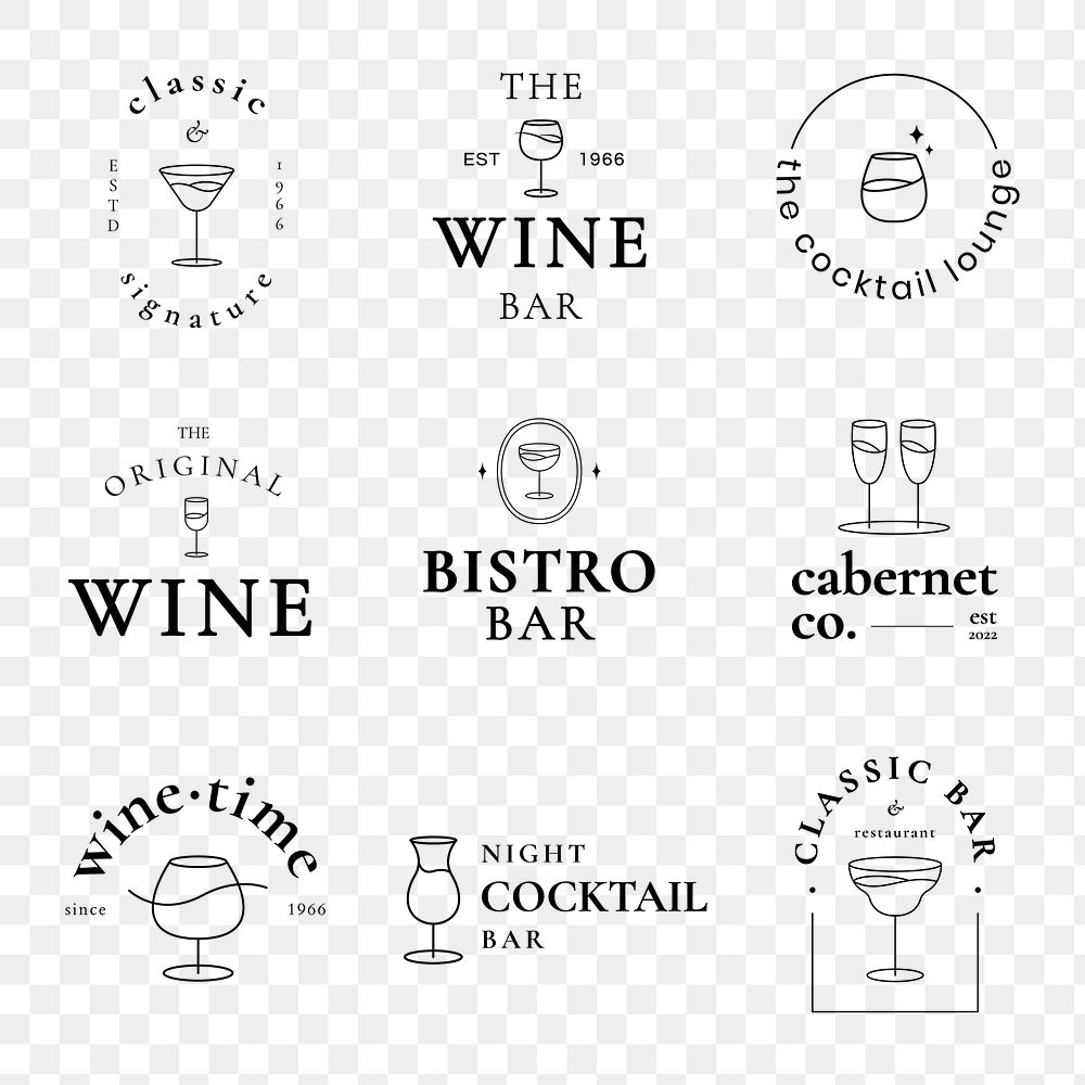 Minimal logo png for bistro bar collection 