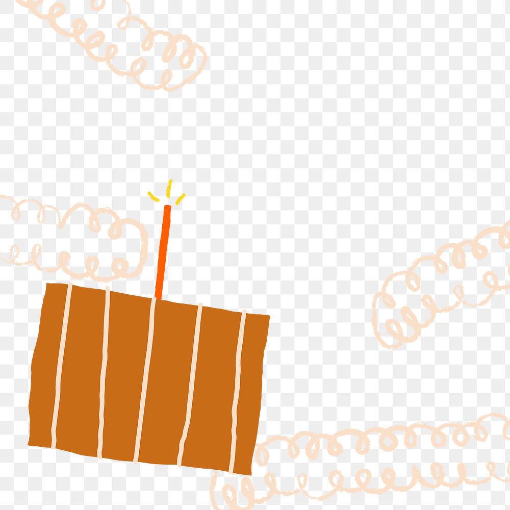 Birthday png border background cute cake with candle