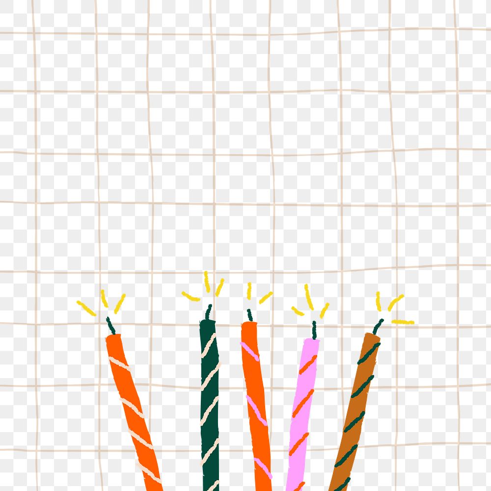 Candles png border background cute birthday party doodle