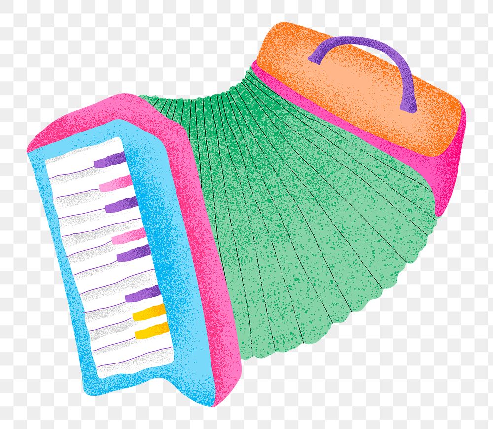 Accordion png sticker colorful instrument illustration