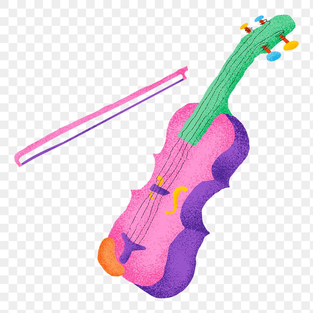 Violin png sticker colorful instrument illustration