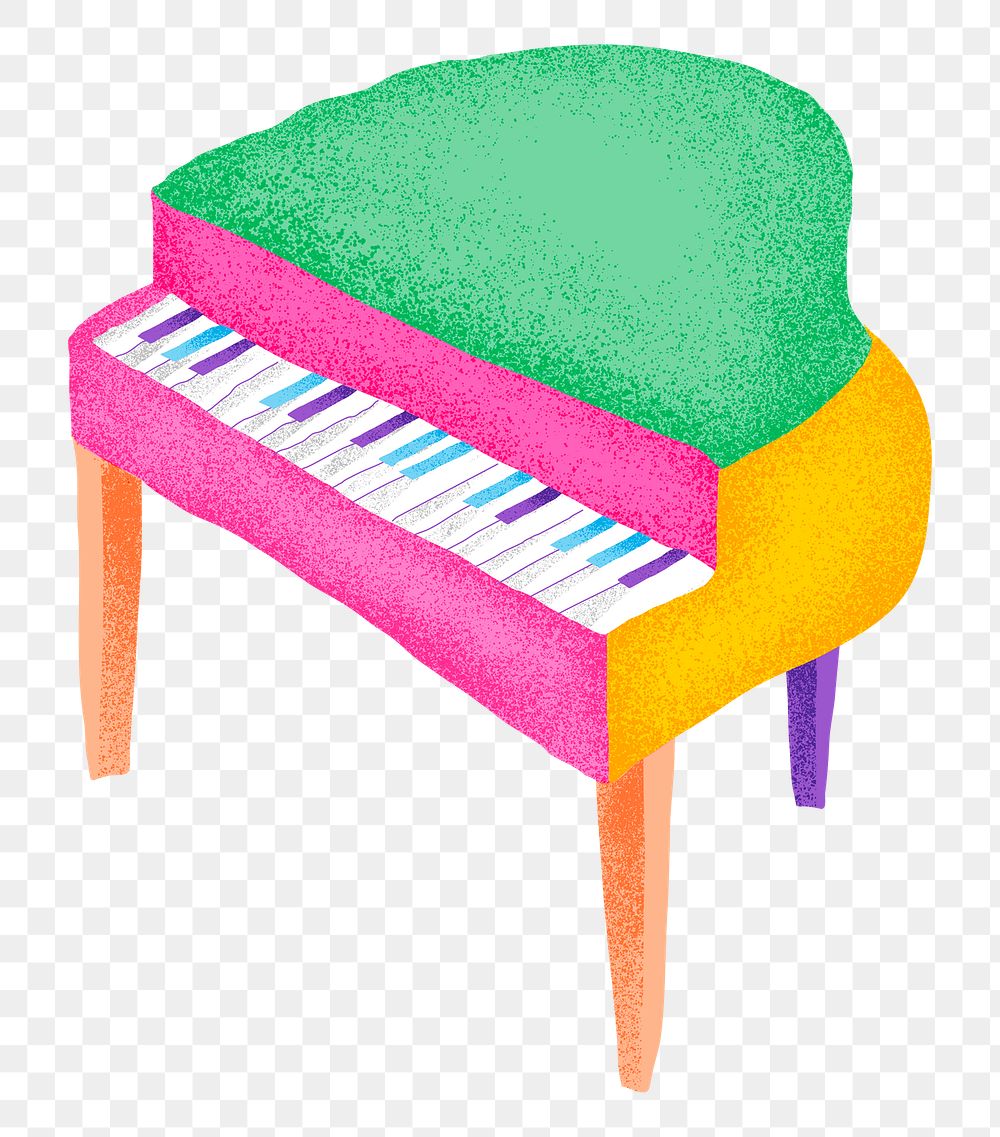 Piano png sticker colorful instrument illustration