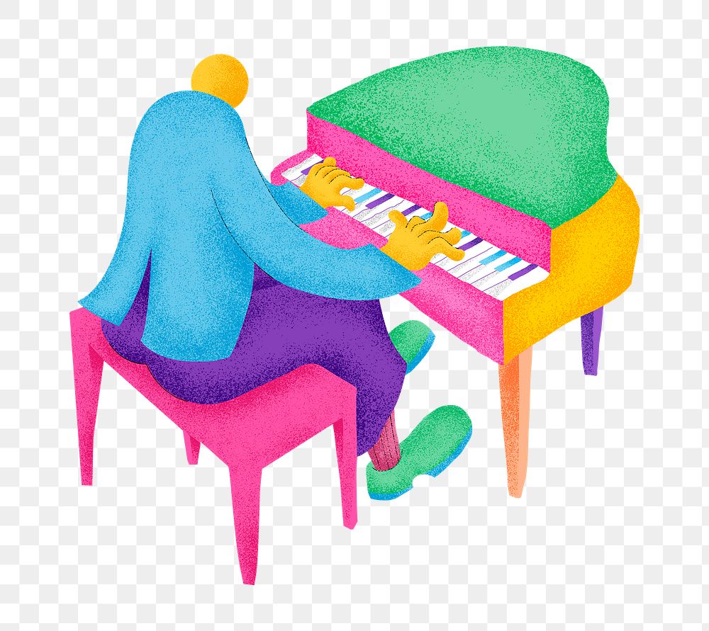 Pianist png sticker colorful musician flat graphic
