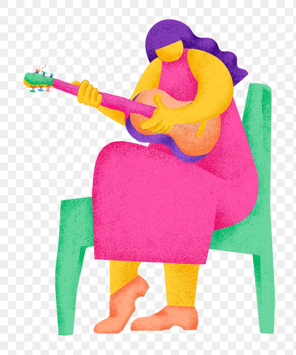 Guitarist png sticker colorful musician flat graphic