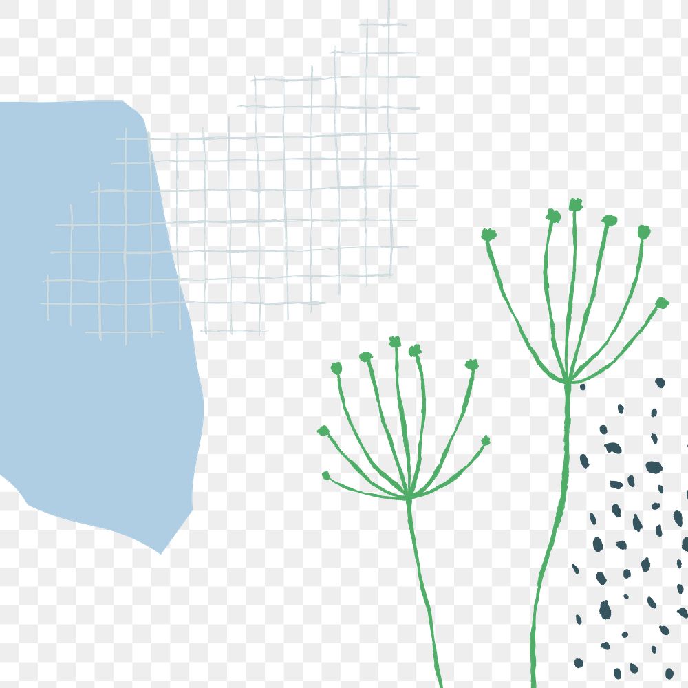 Dandelion png background aesthetic doodle with grid