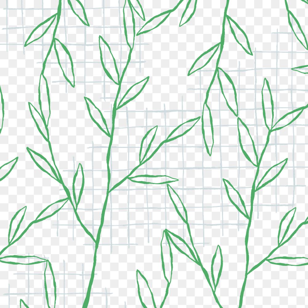 Leaf png doodle pattern in green