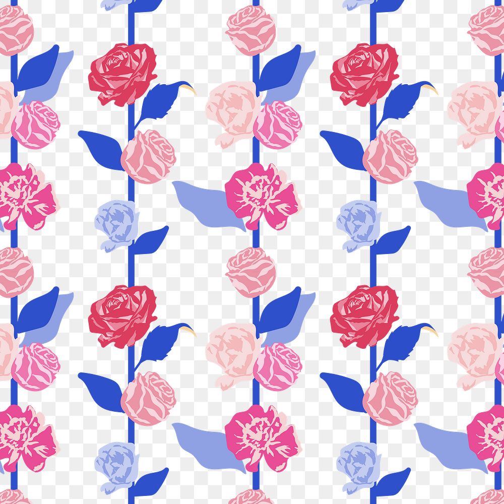 Cute floral png pattern with pink roses background