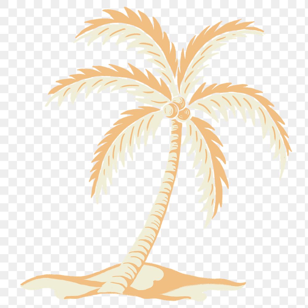 Tropical coconut tree sticker png in summer vacation theme