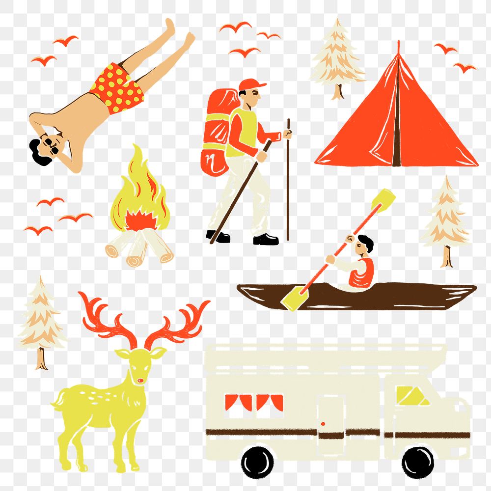 Vacation sticker png in the mountains set