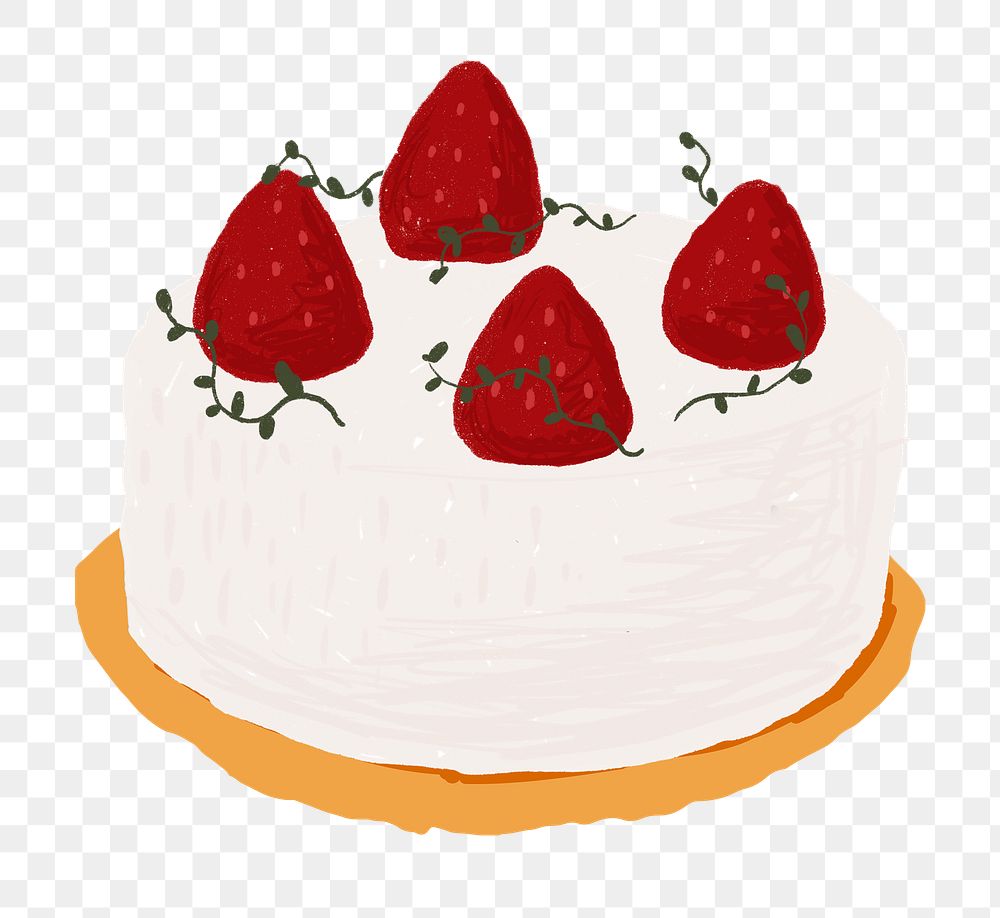 Strawberry pound cake element png cute hand drawn style