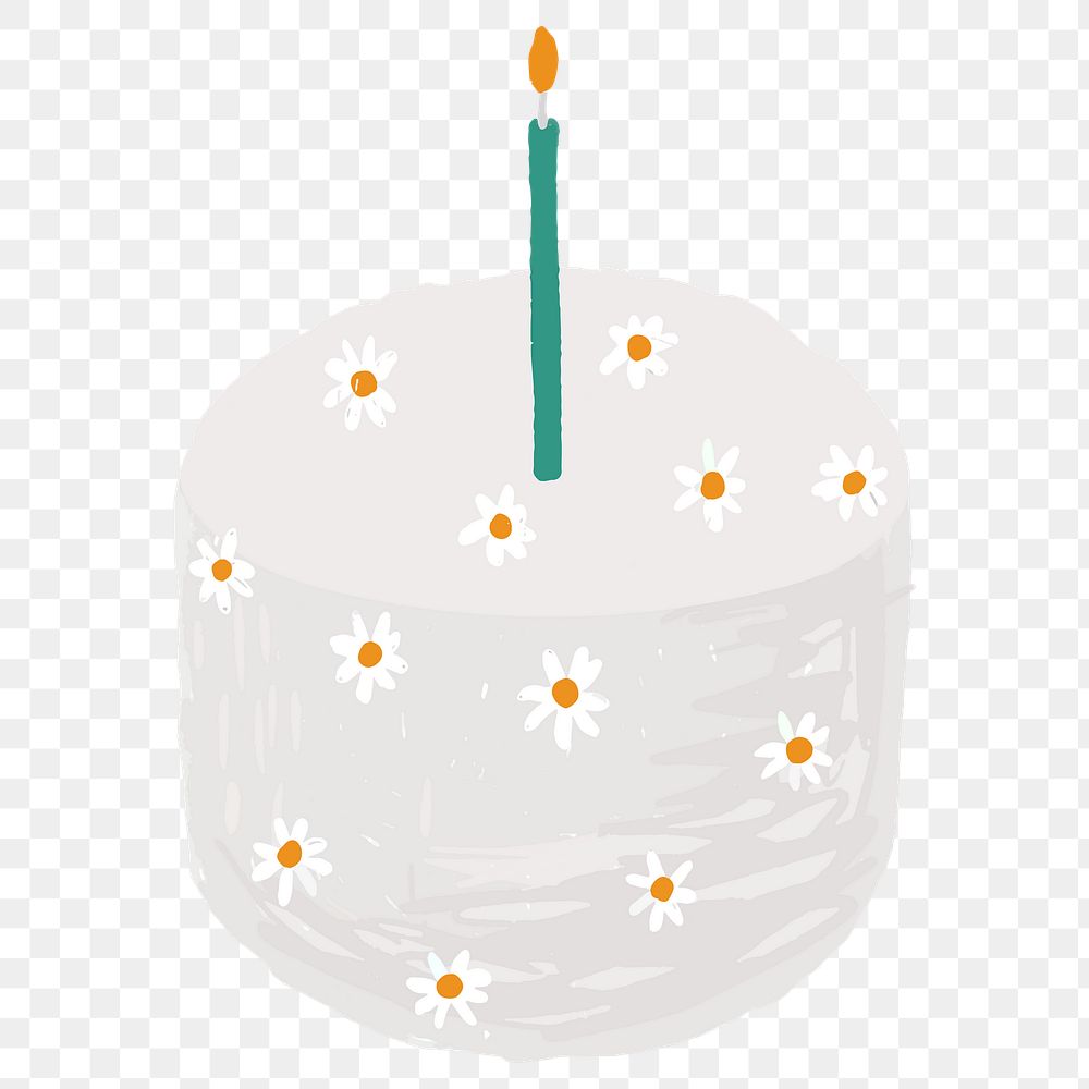 White birthday cake element png cute hand drawn style