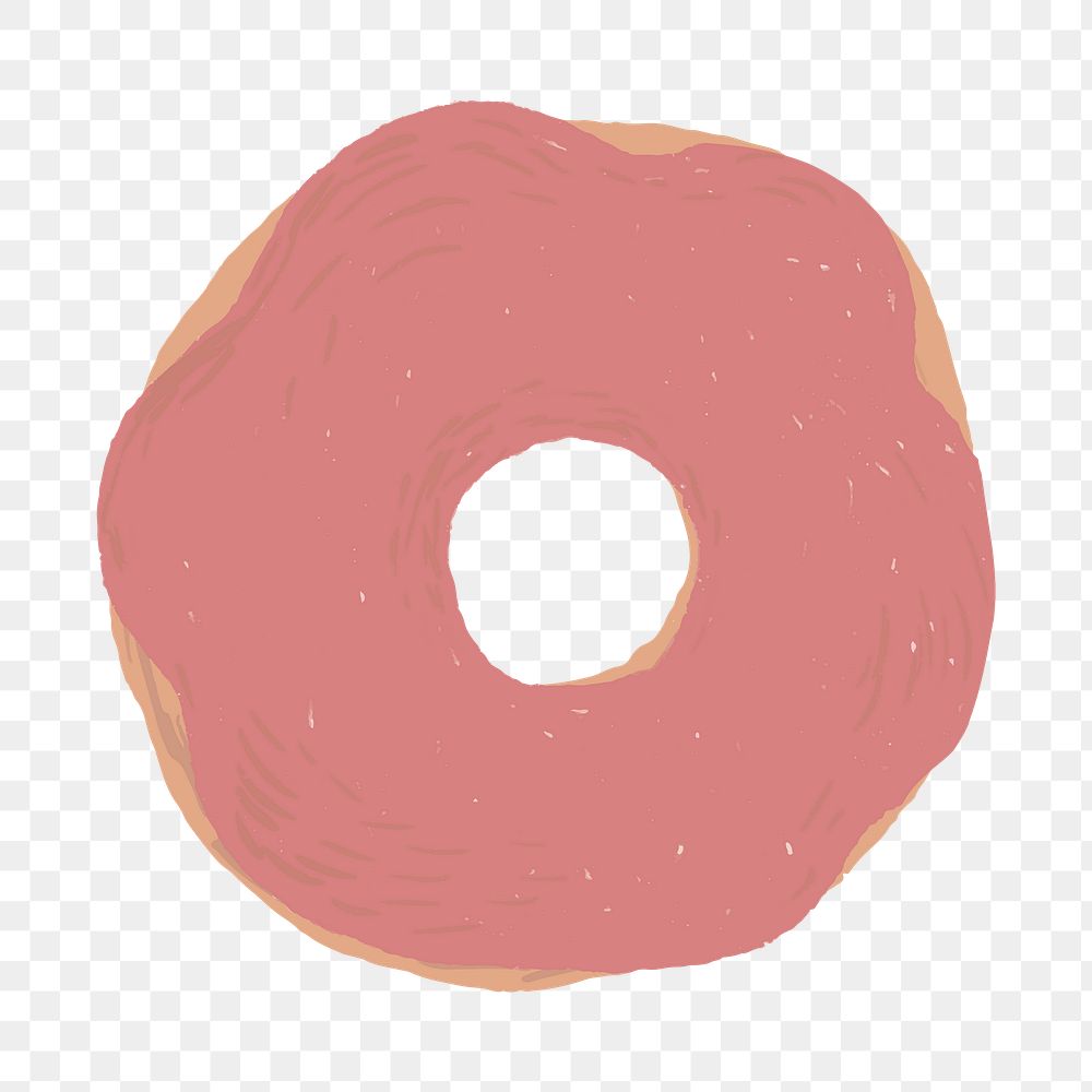 Strawberry frosted donut element png cute hand drawn style