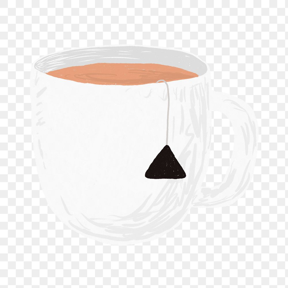 Cup of tea element png cute hand drawn style